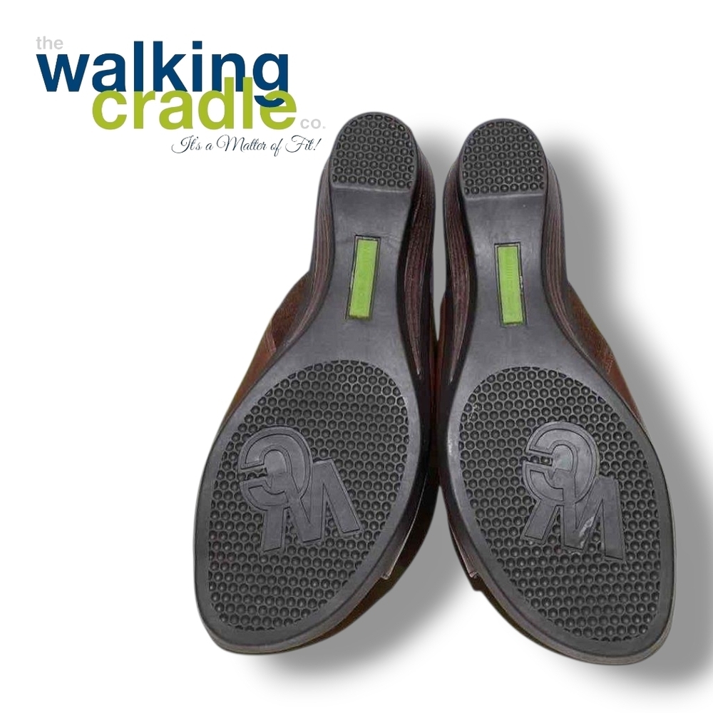 The Walking Cradle Co Brown Leather Open-Toe Kerry Wedge Mule Women's US Sz 10½W - Picture 7 of 8